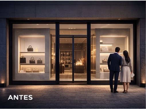 Vitrina de boutique de accesorios estática, antes de instalar ViZion