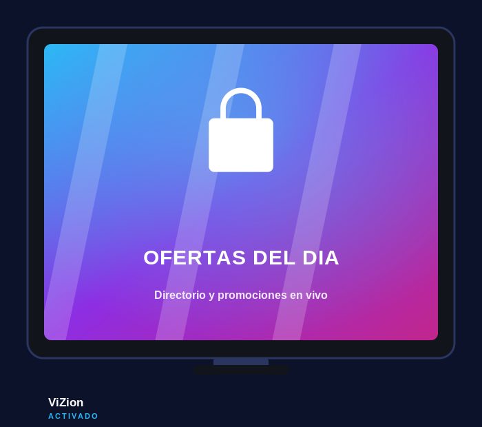 Concepto de directorio y promociones en vivo para centro comercial activado con ViZion